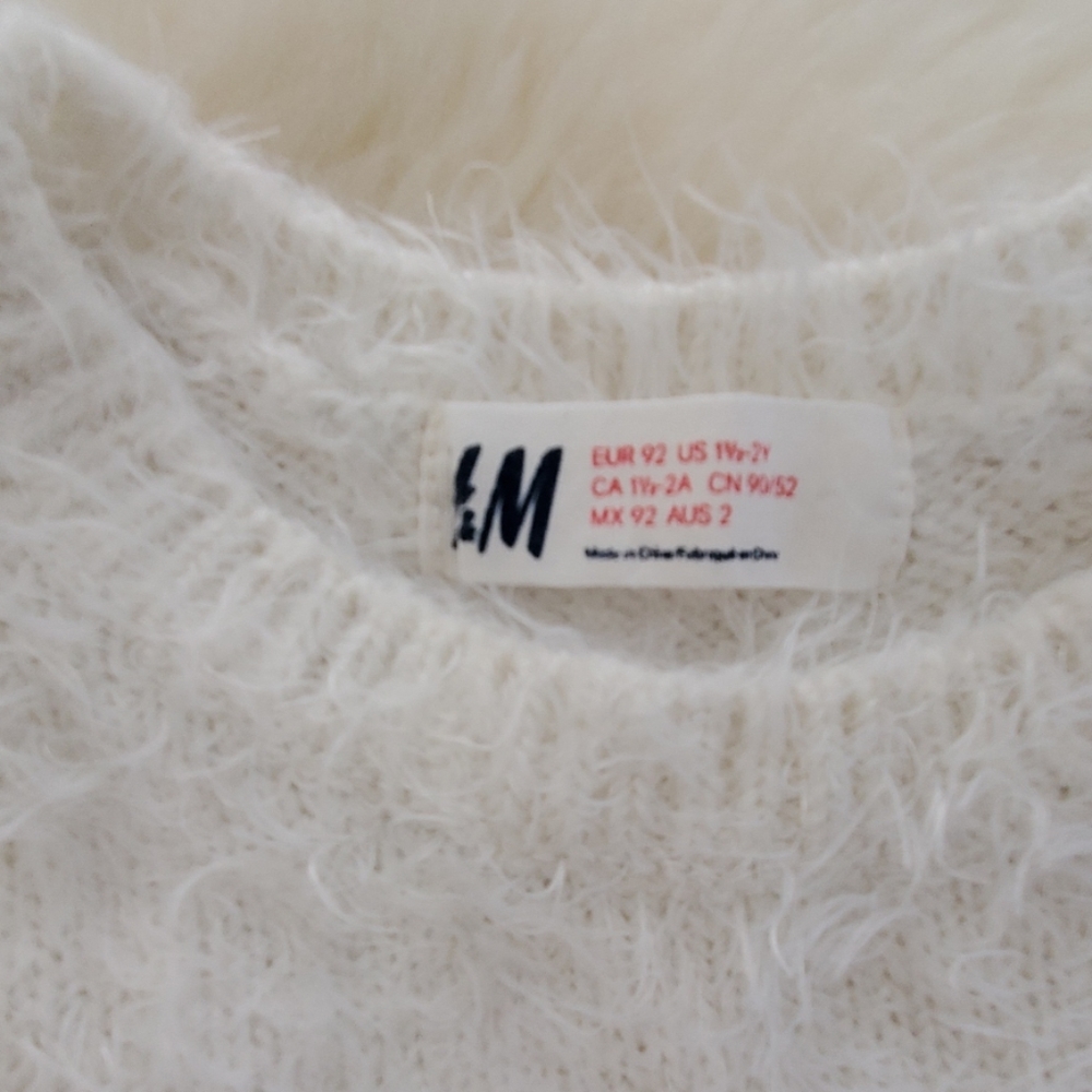 H&M cat face fluffy sweater 1.5, 2 years toddler - Picture 2 of 5